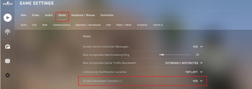 CSGO developer console