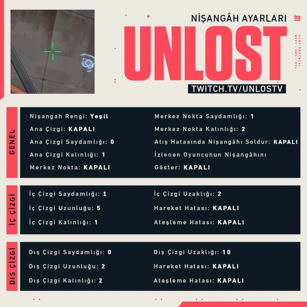 Valorant nişangah ayarları UNLOST