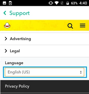 Snapchat dil değiştirme yöntemi 2
